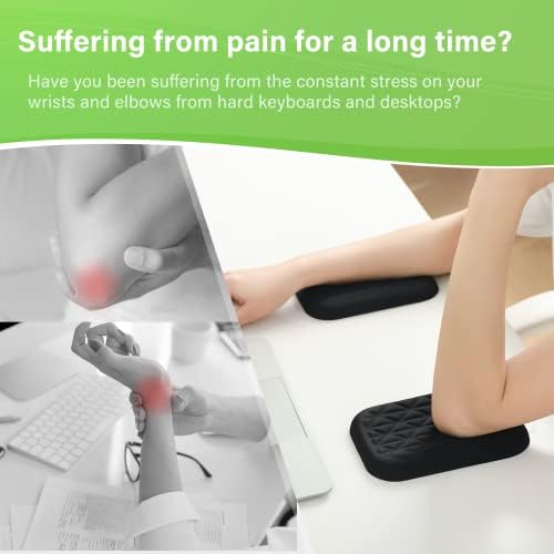 LargeLeaf Ergonomic Wrist & Elbow Rest Pad for Desk with Memory Foam & Non-Slip Base, Relieve Elbow Pain Armrest Wrist Support (6.3 * 4.3 inch, Black, 1pcs)