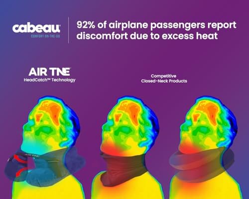 Cabeau Inflatable Travel Pillow – Air TNE – Adjustable, Lightweight, and Supportive for Sleeping on Airplanes, Trains, and Cars– Customized Fit and Compact Carrying Case (Slate Grey)