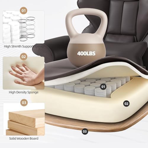 Executive 7-Point Massage Heated Office Chair with Footrest, Brown