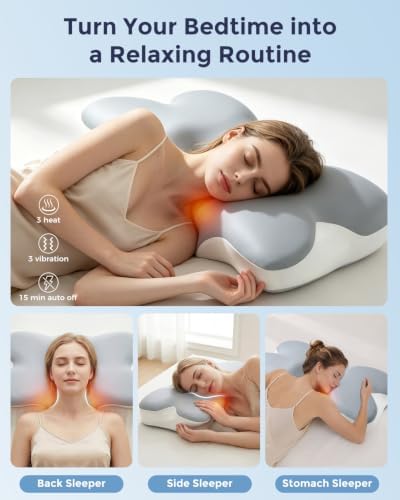 Cervical Neck Pillow for Sleeping Heating Vibrating Neck Support Pillow