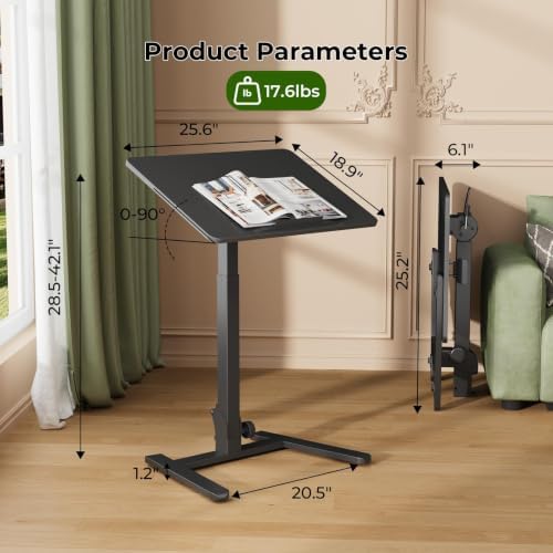 Gibbon Mounts 90° Folding Standing Desk, Portable Laptop Cart with Wheels