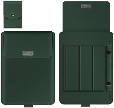 Laptop Sleeve 16-17" Case with Stand Compatible with Microsoft Surface Laptop 5/4/3/2 13.5", MacBook Air/Pro 13.3", PU Leather Sleeve for 15-16" Computers - Dark Green