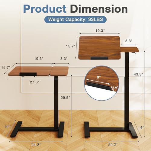DUMOS Standing Desk with Wheels, Rolling Desk, Laptop Table