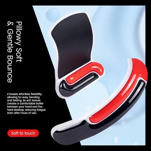 Ospelelf Mouse Pad with Wrist Rest and Ergonomic Gel Keyboard Hand Wrist, Support for Typing Gaming, Relieve Wrist Pain, Cool & Easy to Clean, for Office, Programmer, Home Computer Use, Black Red