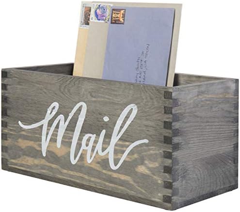 MyGift Vintage Gray Wood Mail Holder, Desktop Letter Organizer Bin