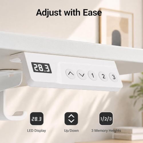Claiks 48 x 24 Inch Electric Standing Desk White