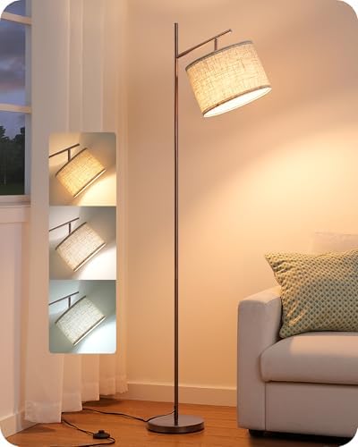 EDISHINE 64.7" Modern Arc Floor Lamps for Living Room, Brown Standing Lamp