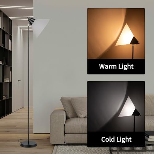 HonoDing Floor Lamp Standing Lamp Adjustable Head Arcylic Shade Floor Lamps for Living Room/Office/Bedroom (Black)