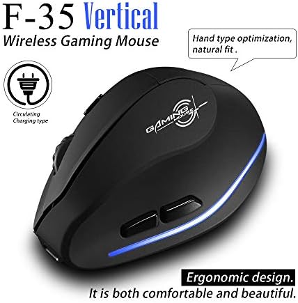 zelotes Optical Wireless Mouse,Rechargeable,2400DPI,Ergonomic Design Reduces Muscle Strain,USB Vertical Ergonomic Mouse,Cordless Portable Mouse for PC,Mac,Laptop