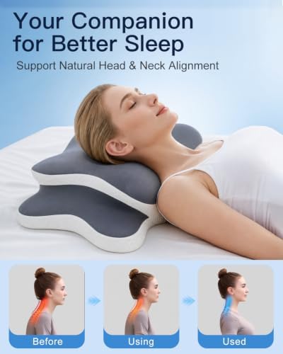 Ergonomic Cervical Pillow for Neck Pain Relief, Grey, 60*36*13cm