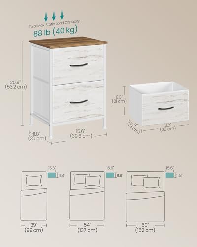 SONGMICS Nightstand with 2 Fabric Drawers, Bedside Table, Side End Table