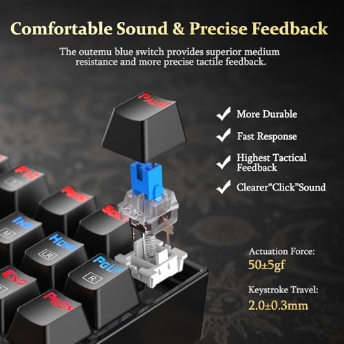 Redragon K552P Mechanical Gaming Keyboard TKL with 18 Backlight Modes, Hot-Swappable Red Switches, 87-Key Compact Ergonomic Design, N-Key Rollover & Software Programmable Macro - RGB, Black
