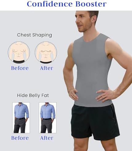 Compression Shirt Men Slimming Body Shaper Vest Crewneck Workout Tank Top