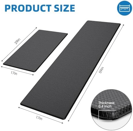 Kitchen Mats for Floor, [2PCS] Anti-Fatigue Kitchen Rugs, Black