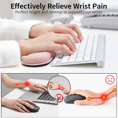 Bloss 2 Pink Wrist Rest for Mouse & Keyboard, Ergonomic Wrist Support
