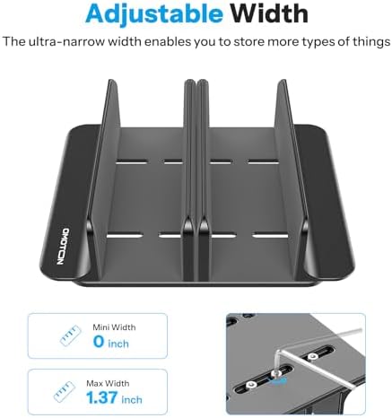 OMOTON 3-Slot Multiple Vertical Laptop Stand, Fits All MacBook, Black