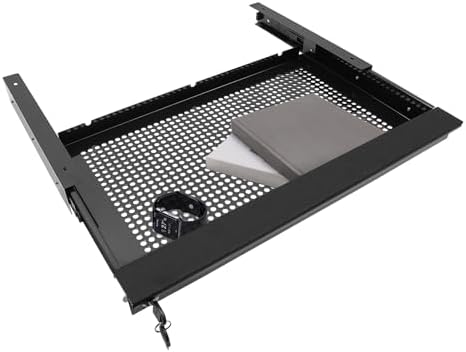 20'' Under Desk Mounted Sliding Pull-out Drawer, Pull-out Drawer with Lock Space-Saving, for Office Desk, Pull Handle, Storage Organizer for Sit Stand Workstation, Black