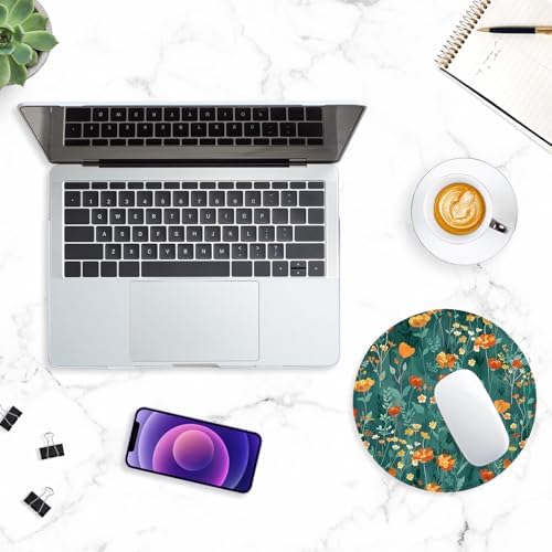 ITNRSIIET Round Mouse Pad with Stitched Edge Premium-Textured Waterproof Non-Slip Rubber Base Desktop Protection Mat Diameter 8.7 inches, Beautiful Flowers