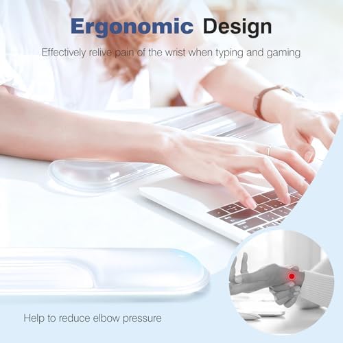 Ospelelf Ergonomic Gel Wrist Rest Set for Mouse and Keyboard, Support for Typing & Gaming, Relieve Carpal Tunnel Wrist Pain, Sweat-Proof & Easy to Clean, for Office, Programmer, Home Computer Use