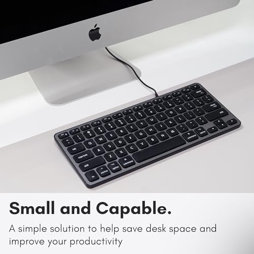 Macally Backlit Wired Keyboard for Mac | Compatible Apple Keyboard (Small and Compact) Comfortable All Day Typing USB Keyboard for MacBook Pro/Air, iMac, Mac mini/Pro (Space Grey)