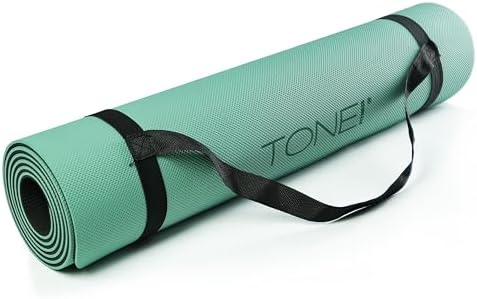 TONE Fitness 1/4" Yoga Mat, Non-Slip Exercise & Pilates Mat with Strap