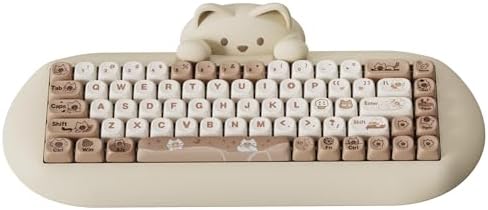 YUNZII C68 Silicone Cute Cat Mechanical Keyboard (Brown,Cocoa Cream Switch)