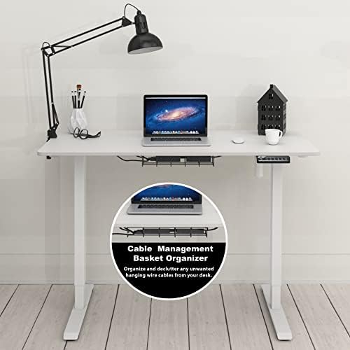 SHW 48-Inch Electric Height Adjustable Sit to Stand Desk, White