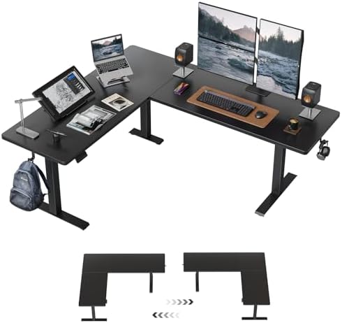Cubiker 75 * 63" L Shaped Standing Desk, Reversible Corner Standing Desk, Suitable for Home Office, Black