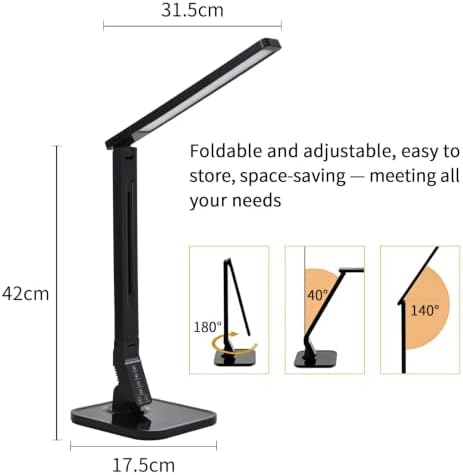 LYLARD LED Desk Lamp Book Light Rechargeable Eye-Caring Reading InBed Black