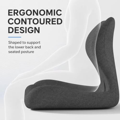 Orthopedic Cushion, Seat Cushion for Office Chair and Car, Ergonomic Memory Foam L-Shaped Integrated Seat Cushions, Lumbar Support & Tailbone Pain Relief for Office Chair (Pro-Double Gray)