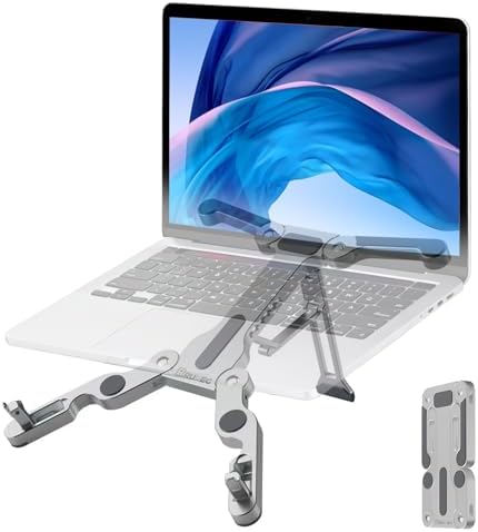 Laptop Stand for Desk, Ergonomic Portable Laptop Stand, Riser Holder Notebook Stands, Foldable Aluminum Computer Stand with Air, Pro, More 10-16” Laptops, Tablets, Phone
