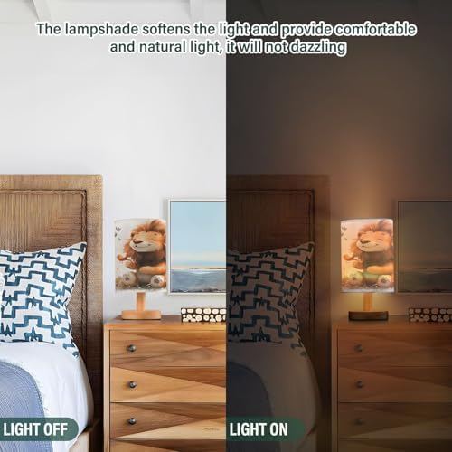 ALAZA Painting Lion Bird Blossom Decor Bedside Table Lamp with USB Port for Bedroom Nightstand Office Desk LED Bulb Included