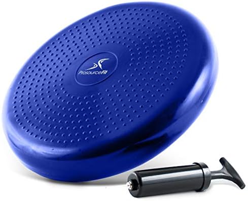 ProsourceFit Core Balance Disc, Inflatable Wobble Cushion with Hand Pump, Dual-Textured Non-Slip Surface for Core, Balance, and Stability Training, 14-inch