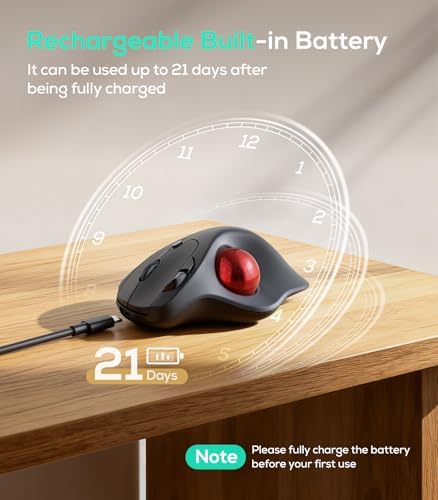Nulea Wireless Trackball Mouse Ergonomic 21.7 Tilt Stand Thumb Control