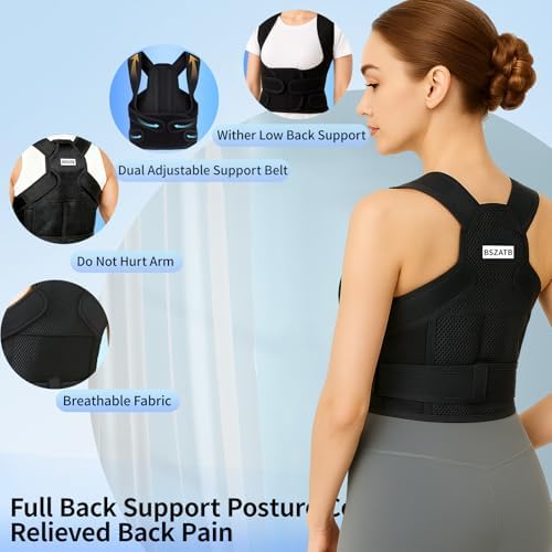 Posture Corrector for Women and Men Back Pain Relief,Full Back Brace Support for Office Desk Workers, Posture Brace for Upper and Lower Back Pain Relief, Large(Waist 40-48 Inches)