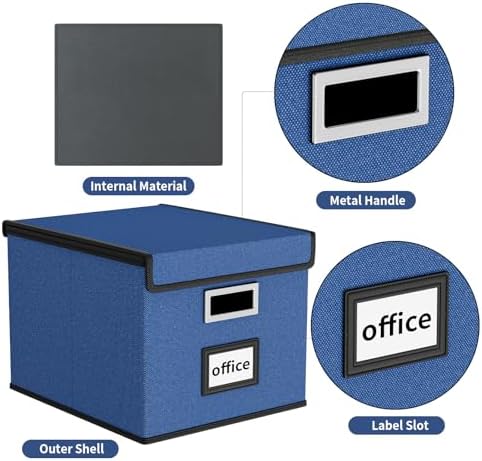 File Organizer Box with Lids, Collapsible File Folder Organizer