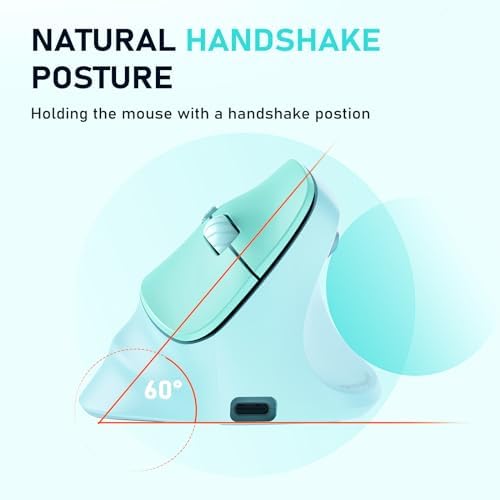 MEETION Ergonomic Wireless Vertical Mouse, Rechargeable, Green
