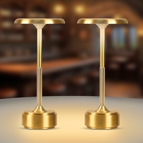 Cordless Rechargeable Modern Metal Table Lamp, Touch Dimming, 3-Color