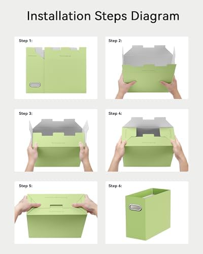 Oterri Portable Collapsible Cardboard File Box with Handle for Letter-Size