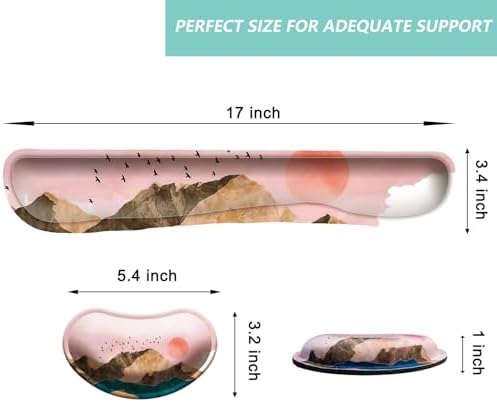 Keyboard Wrist Rest Mouse Wrist Support Set, Memory Foam Wrist Rest Pad for Computer Laptop Keyboard Mouse, Ergonomic Wrist Cushion Support for Typing Pain Relief, Gaming Home Office, Sunrise
