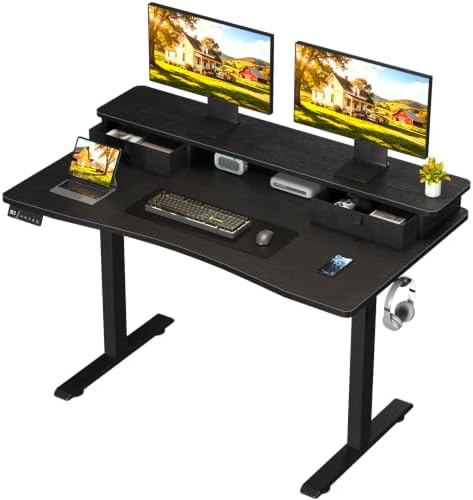 47.2 x 27.6 Electric Standing Desk with Drawers, Black