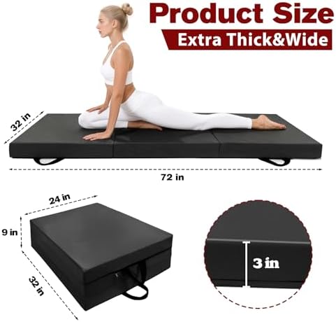 3 Inch Thick Yoga Mat 72 * 32 * 3 inch Extra Thick Exercise Mats Non-Slip Workout Mat for Pilates, Fitness, Gym, Stretching