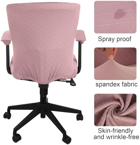 Tallew 4 Pcs Office Chair Covers Stretch Seat Armrest, Pink
