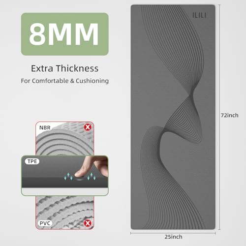 ILILI Exercise Mat 72''x25''×0.3''(8MM)