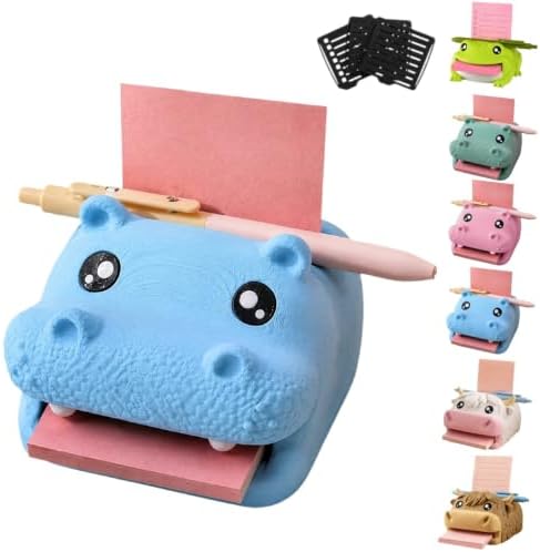 Hippo Note Toad Desk Organizer Sticky Note Holder, with 3 Writing Guides