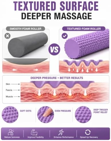 12 Inch EVA Soft Dot Foam Roller for Yoga and Balance Exercises，Purple：18in