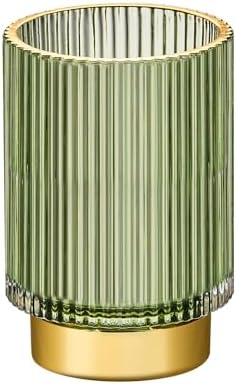 Makeup Brush Holder Organizer,Toothbrush Holders,Desk Pen Pencil Holder,Multifunctional Vintage Glass Brush Cup（L/Green/A3-6-US）