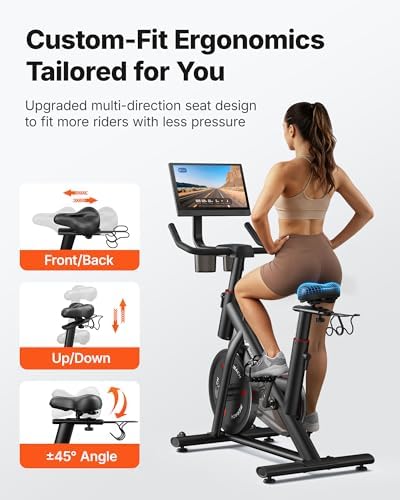 MERACH Exercise Bike, Magnetic Friction Stationary Bike for Home with APP
