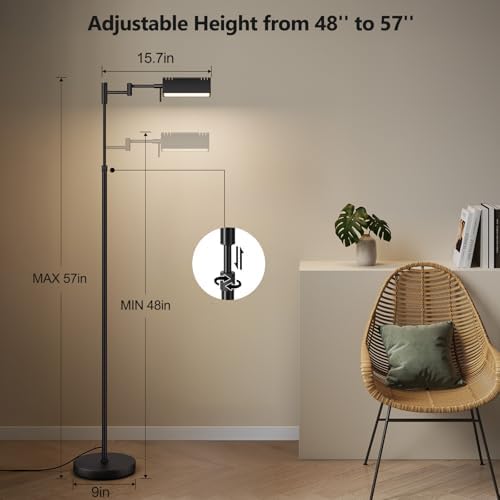 SUNMORY Dimmable LED Pharmacy Floor Lamps, 16W/1500LM Bright Reading Lamp