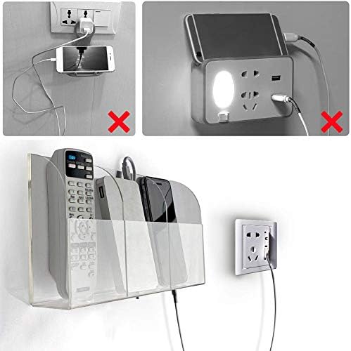 VANCORE Clear Wall Mounted Charging Station - Smart Phone & TV Remote Control Holder (1 Hole)